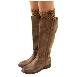 Brown Winter Crochet Knit Leg Warmers Knee Cuff | One Size